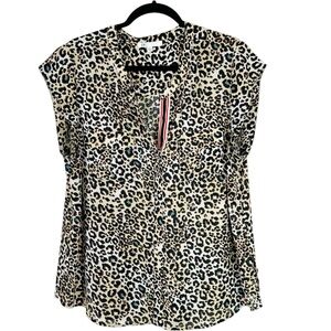 DR2 short sleeve animal print blouse